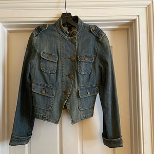 INC WOMENS MILITARY STYLE DENIM JEANS JACKET MEDIUM